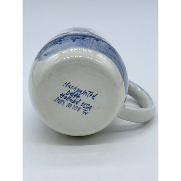 Handpainted Delft Blue & White Ceramic Mug With Windmill Design - Picture 4 of 7